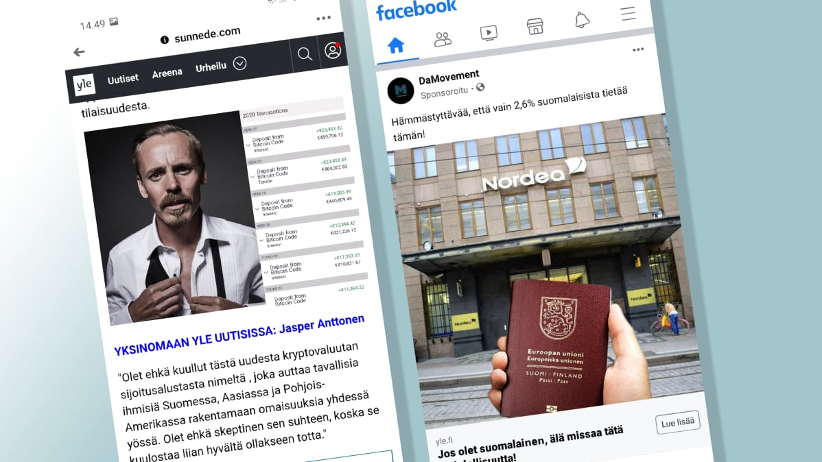 Kuvakaappaus valeuutissivustoilta