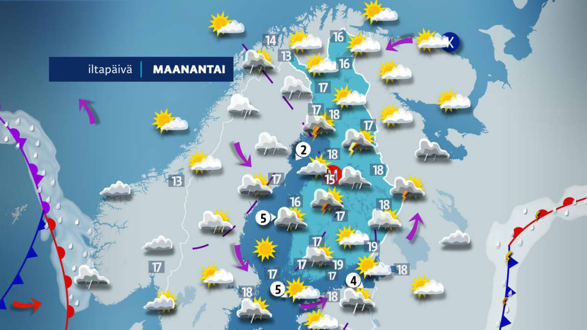 Maanantain sääennuste.