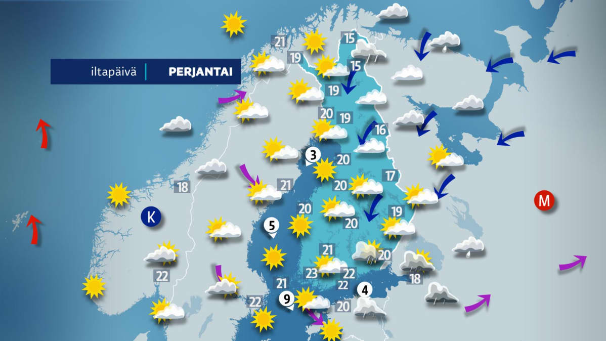 Perjantain sääennuste.