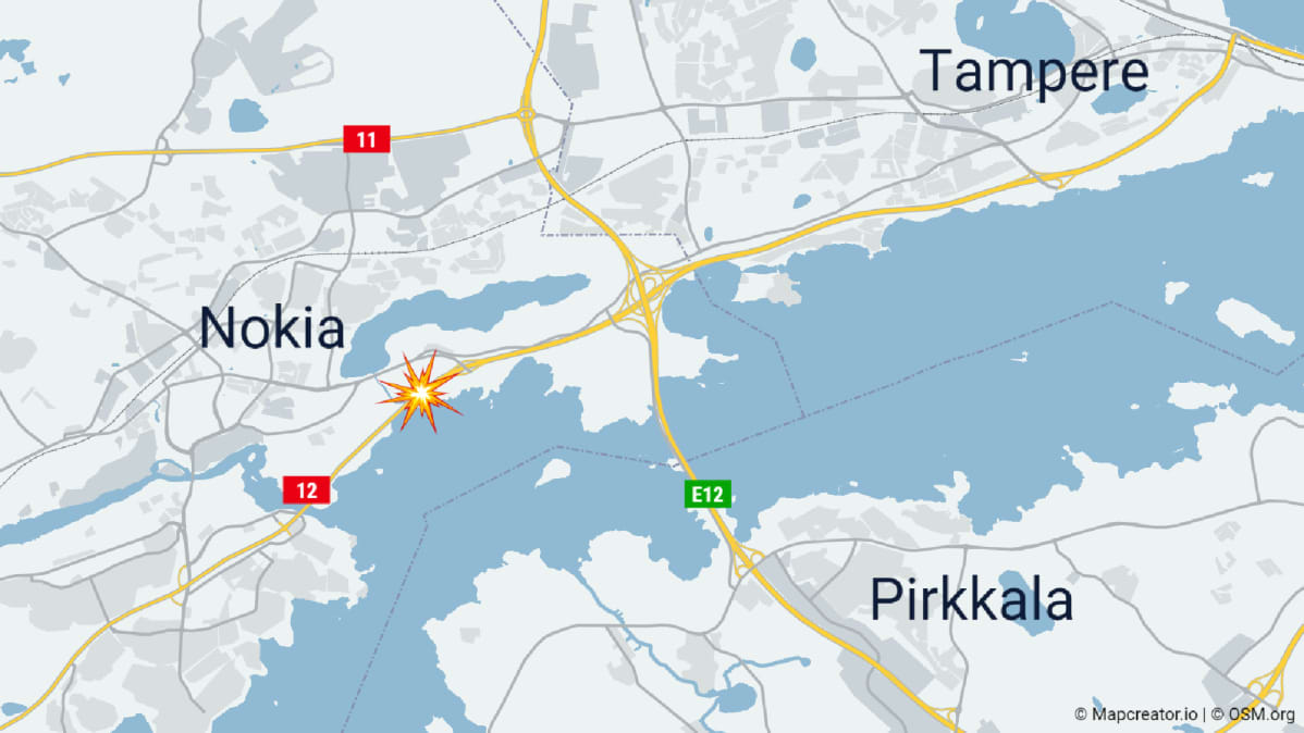 Kartta onnettomuuden sijainnista