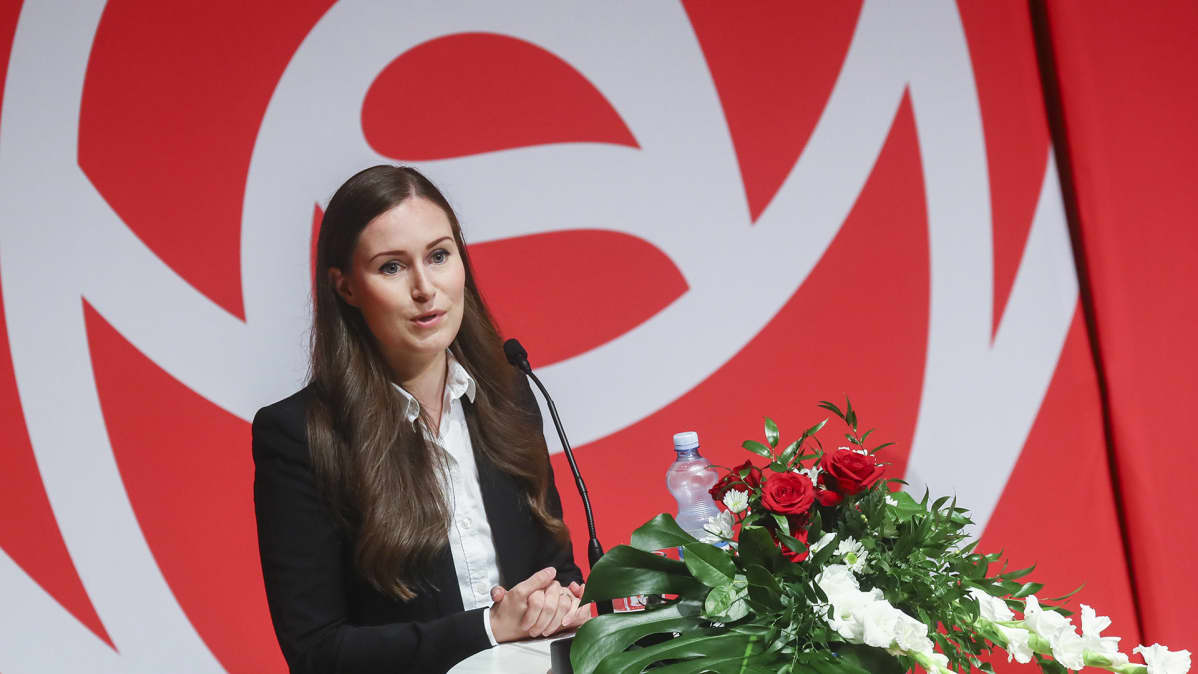 Pääministeri ja puolueen puheenjohtajaksi valittu Sanna Marin Suomen Sosialidemokraattisen Puolueen 46. puoluekokouksessa Tampereella sunnuntaina 23. elokuuta 2020