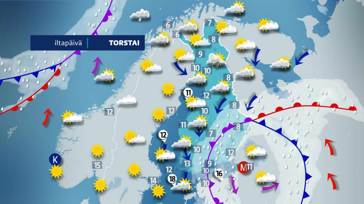 Torstai-iltapäivän sää
