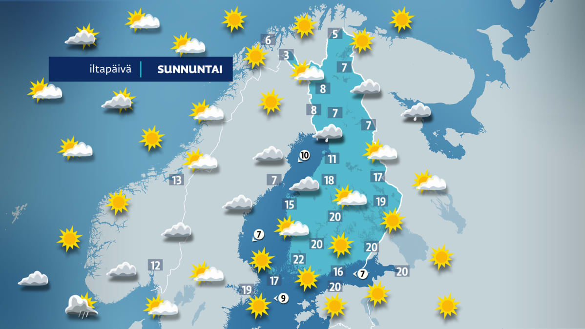 Sunnuntai iltapäiväkartta.