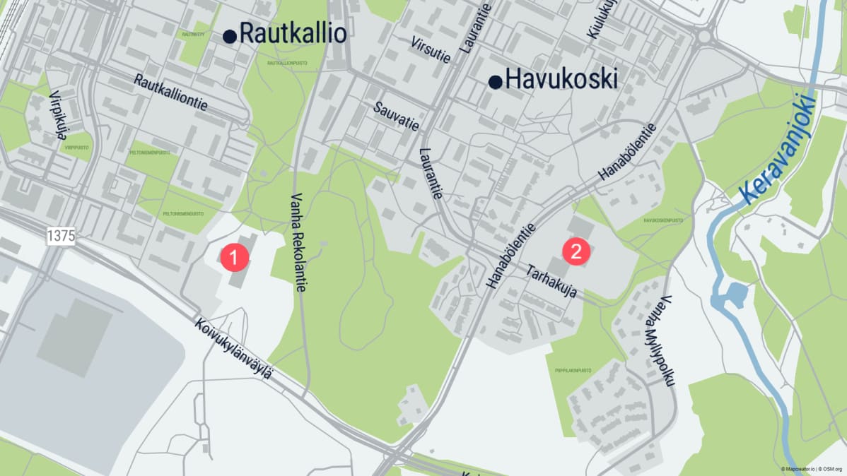Vantaan Koivukylän koulujen alueella on tapahtunut syyskuun aikana kaksi väkivallan tekoa, joissa osalliset ovat alaikäisiä. Kuvassa 1. on Kytöpuiston koulu, jonka pihalla pahoinpideltiin 11-vuotias poika ja 2. on Havukosken koulu, jonka pihalla pahoinpideltiin 14-vuotias poika.