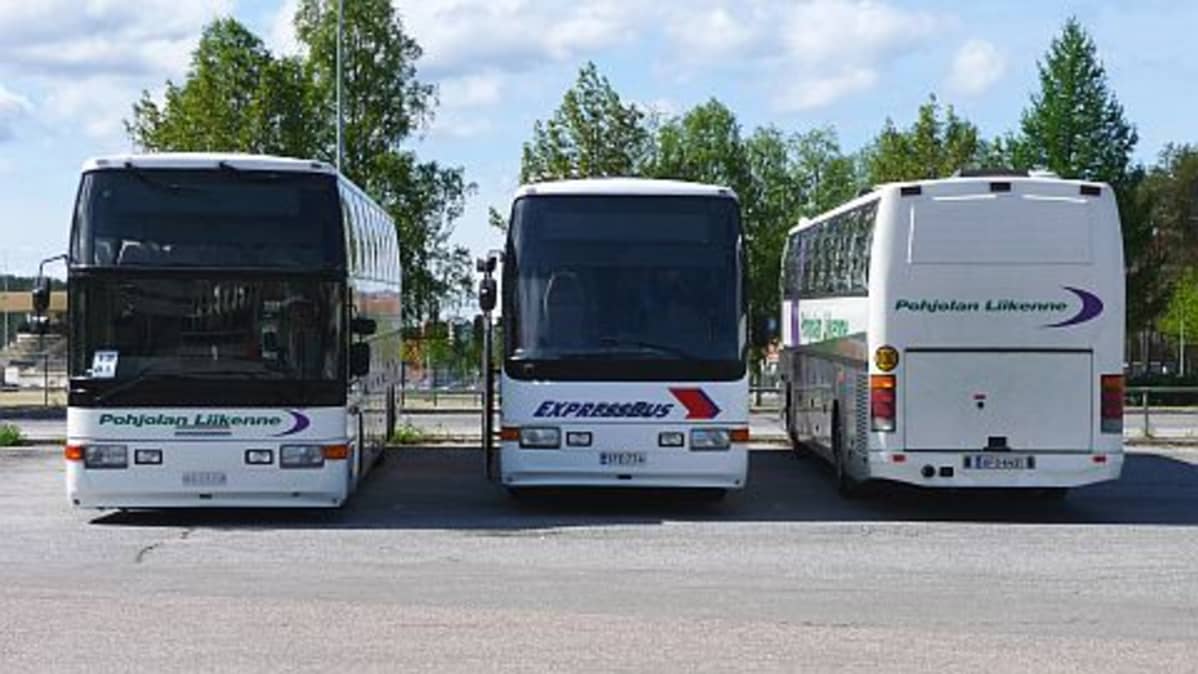 Linja-autoja pysäköitynä.
