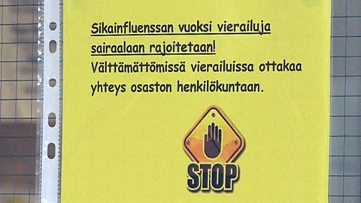 Sikainfluenssaosaston ovi, Länsi-Pohjan keskussairaala.