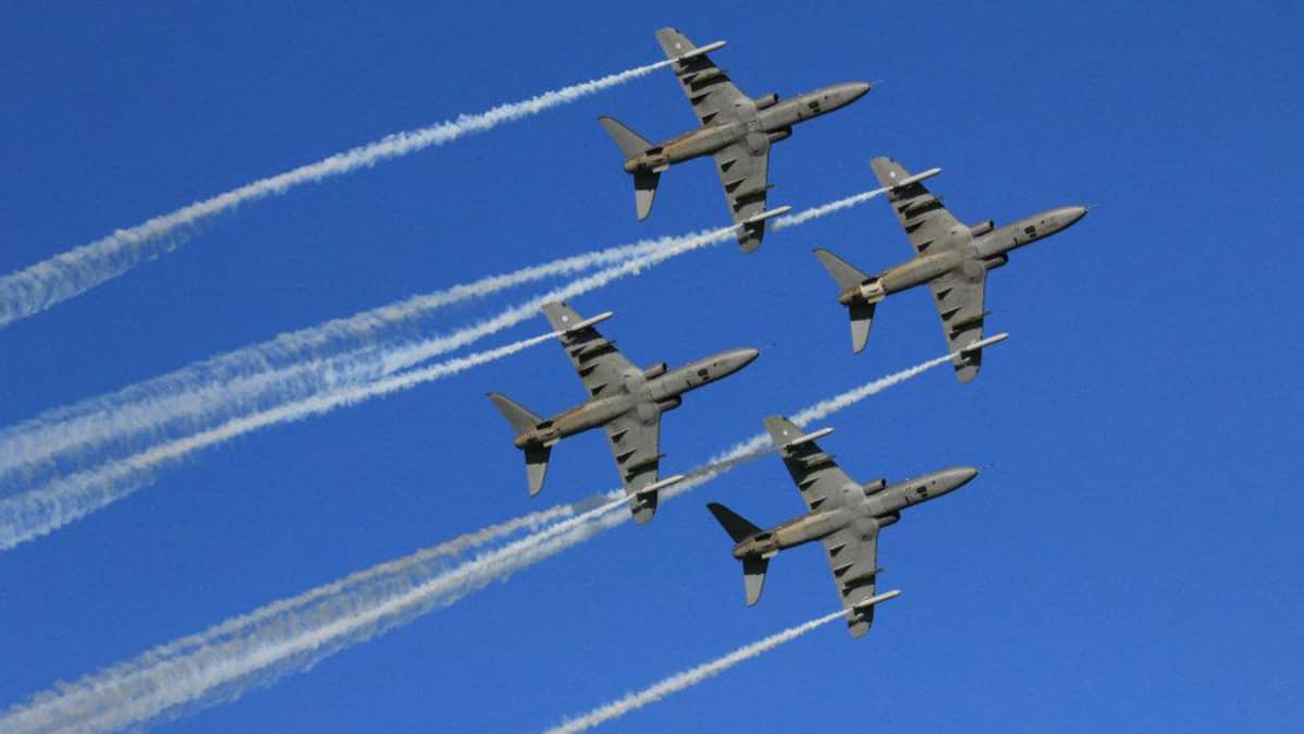 The Midnight Hawks, the aerobatic team of the Finnish Air Force.
