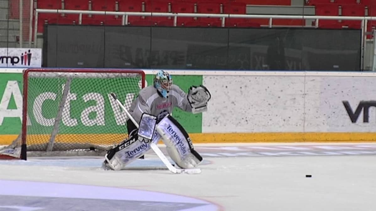 Maalivahti Fredrik Norrena maalilla