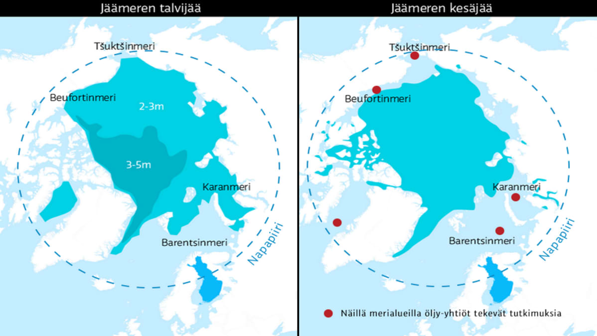 kartta pohjoisnapa-alueesta