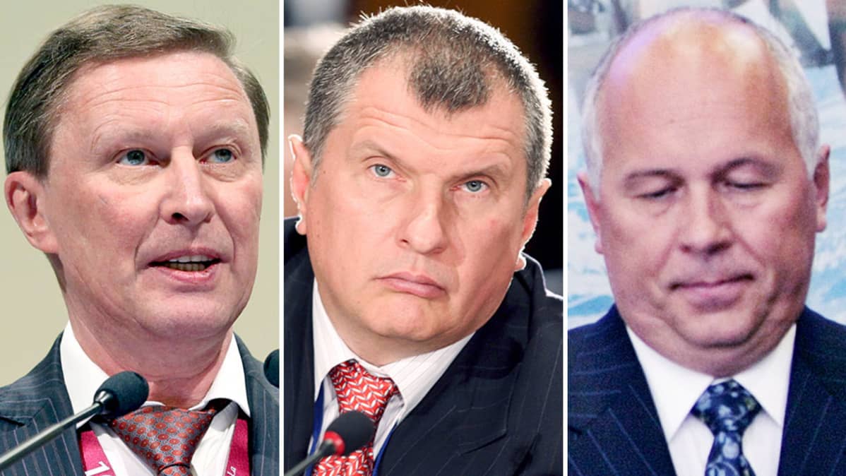 Vasemmalta oikealle: Sergei Ivanov, Igor Setšin ja Sergei Tsemezov.