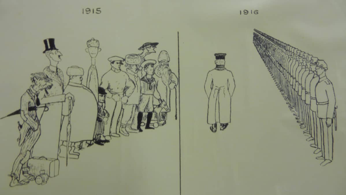 gruppenfuhrer malmbergin pilapiirros suomalaisista jääkäreistä