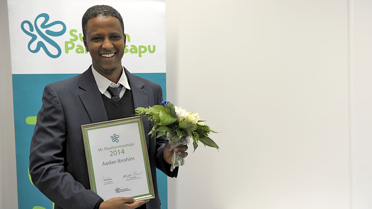 Vuoden 2014 Mr. Maahanmuuttajaksi valittu Aadan Ibrahim.