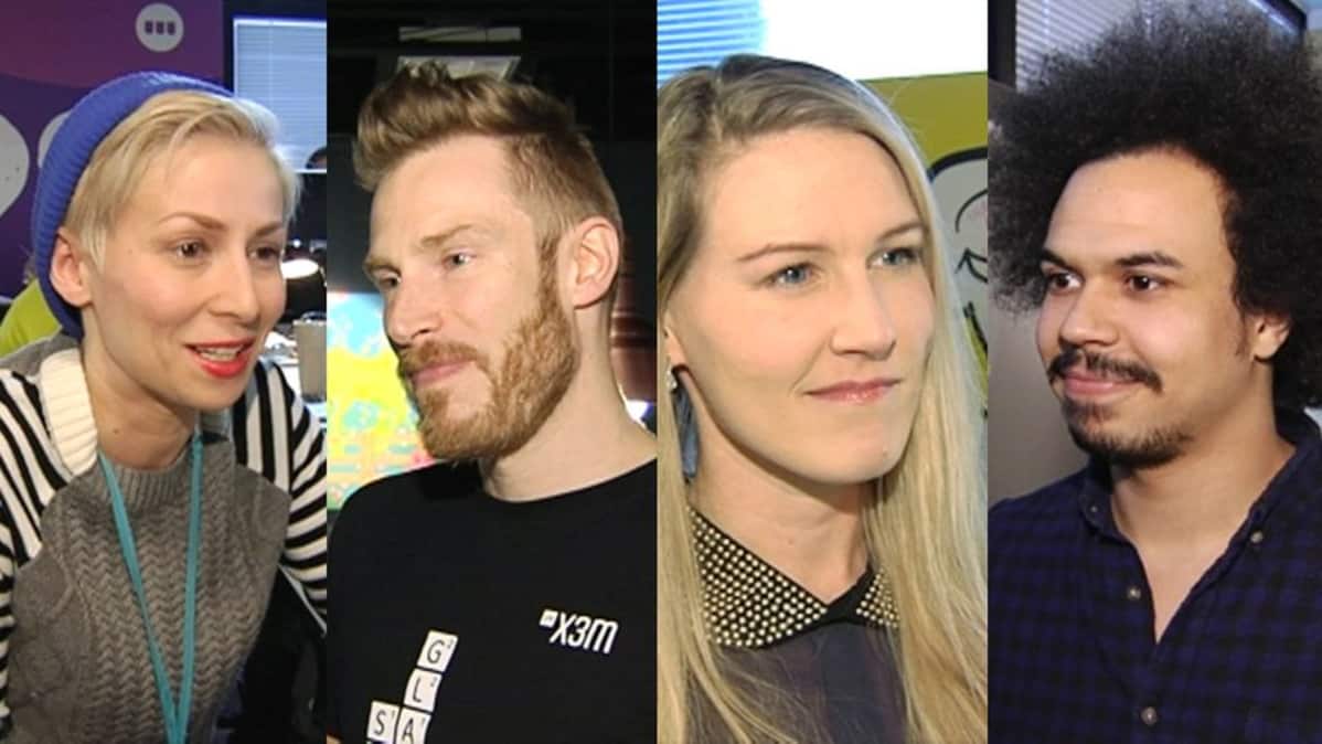 Kioski juontajat Rakel Liekki, Peter "Petski" Westerholm, Marja Sannikka ja Sean Ricks.