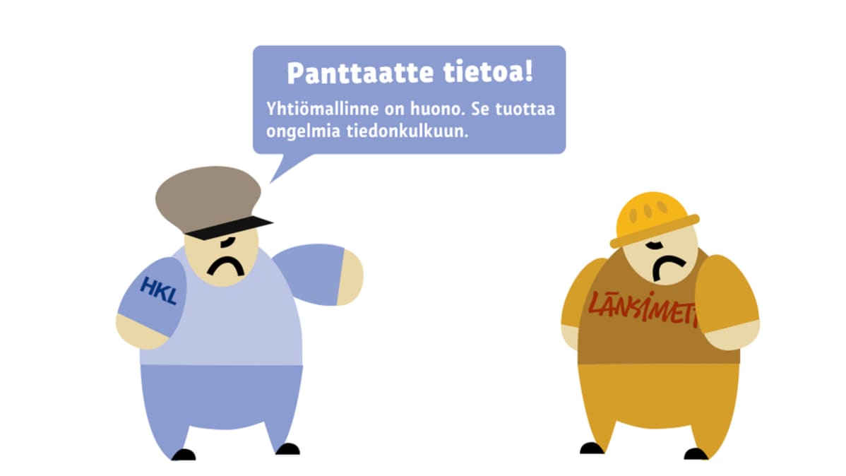 Kaksi sarjakuvahahmoa kiistelee.