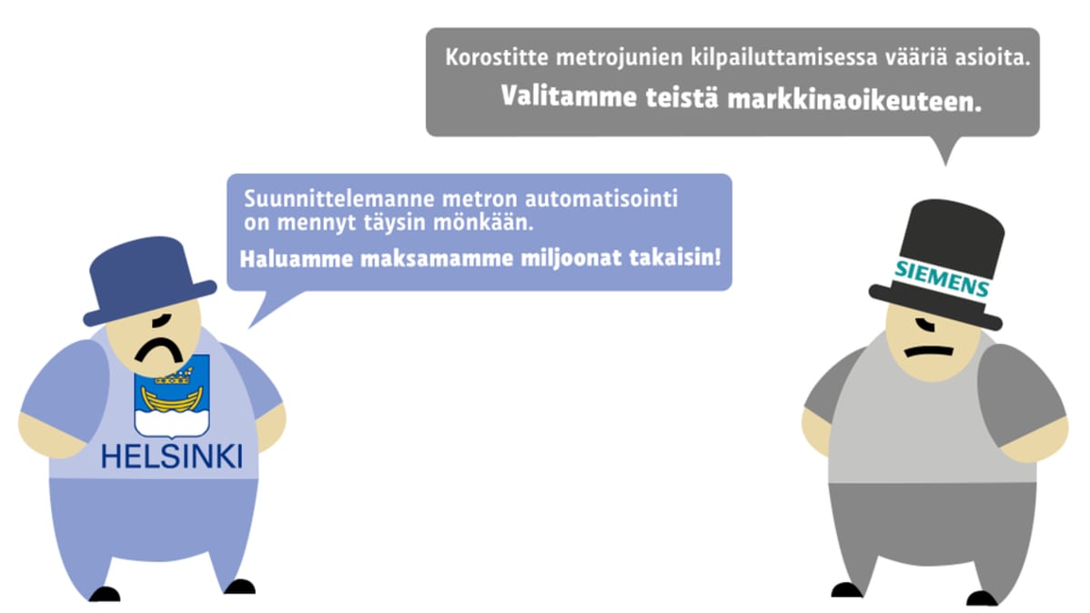 Kaksi sarjakuvahahmoa kiistelee.