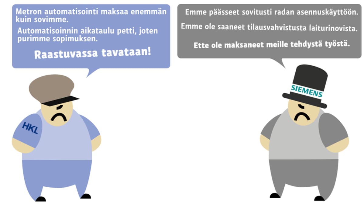 Kaksi sarjakuvahahmoa kiistelee.