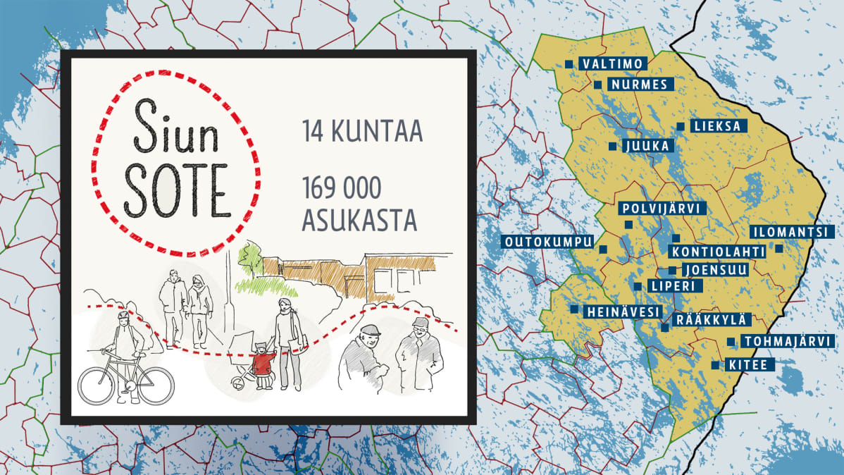Siun Sote -hankkeessa mukana olevat kunnat.