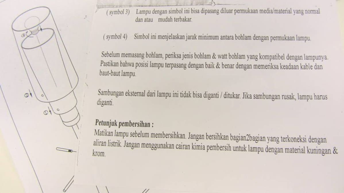 lampun käyttöohjeet indonesiaksi