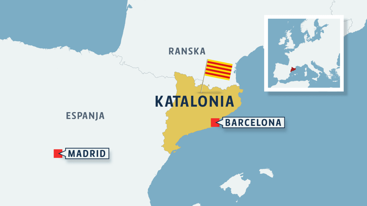 Katalonian sijainti koilis-Espanjassa.