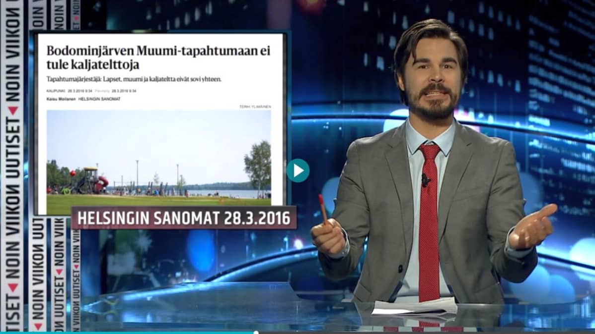 Jukka Lindström juontaa Noin viiko uutisia.