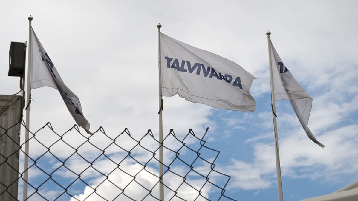 Talvivaaran kaivoksen liput liehuivat heinäkuussa 2014 Sotkamossa.