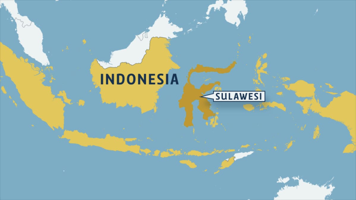 Indonesian kartta, jossa Sulawesi.