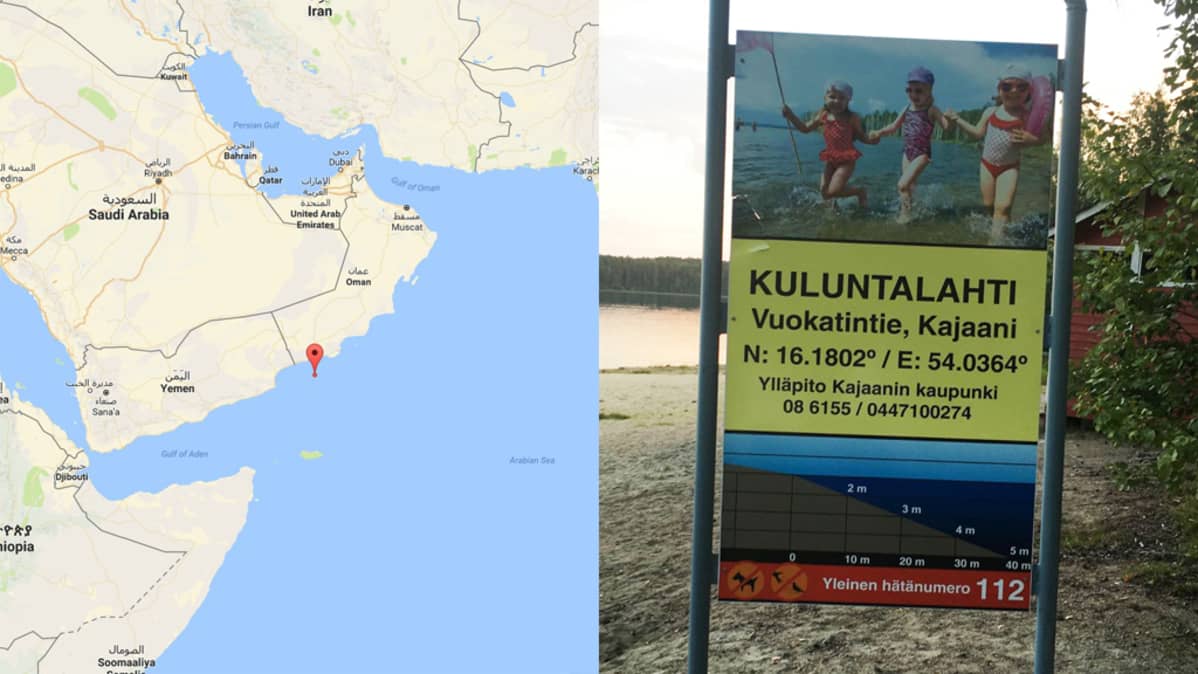 Kartta ja Kuluntalahden kyltti.
