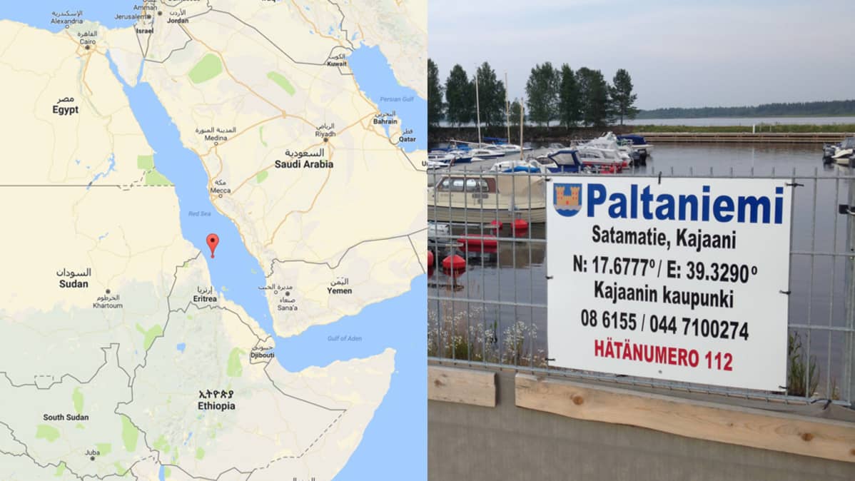 Kartta ja Paltaniemen kyltti.