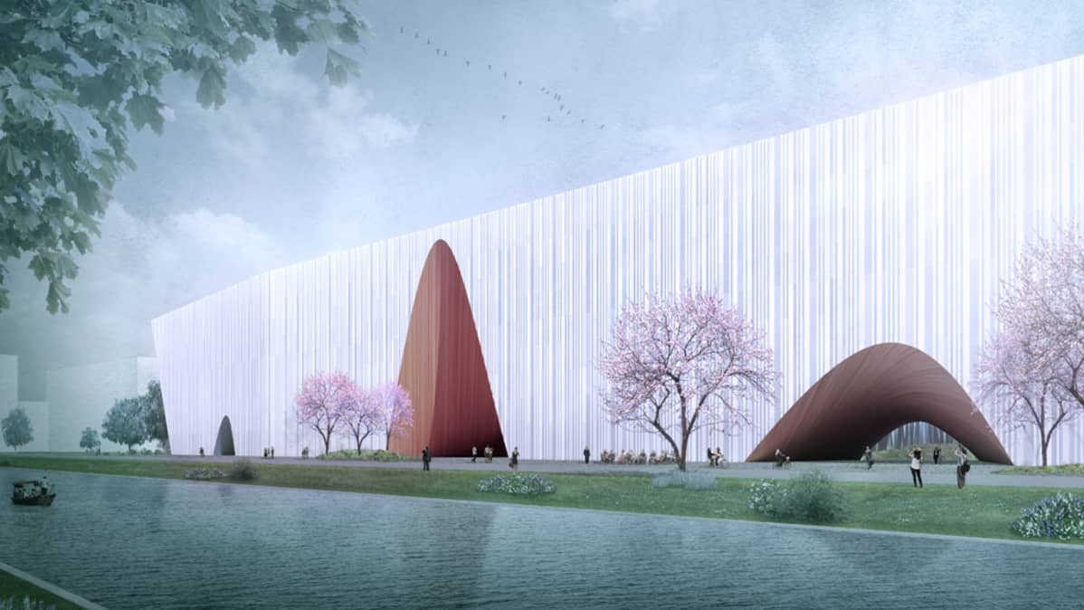 Nanging Sino-Finnish Center Architecture Design Competition -arkkitehtikilpailun ehdotus suomalais-kiinalaiseksi keskukseksi Nangingiin.