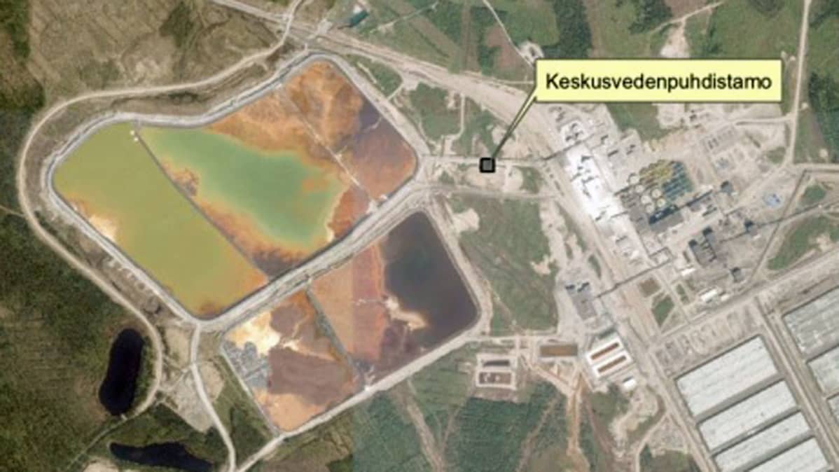 Vedenpuhdistamon sijainti kaivosalueella.