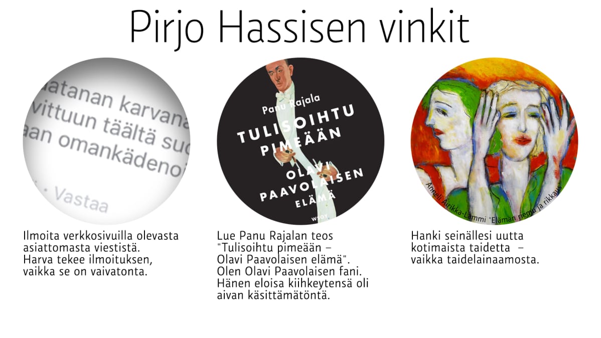 Pirjo Hassisen vinkit