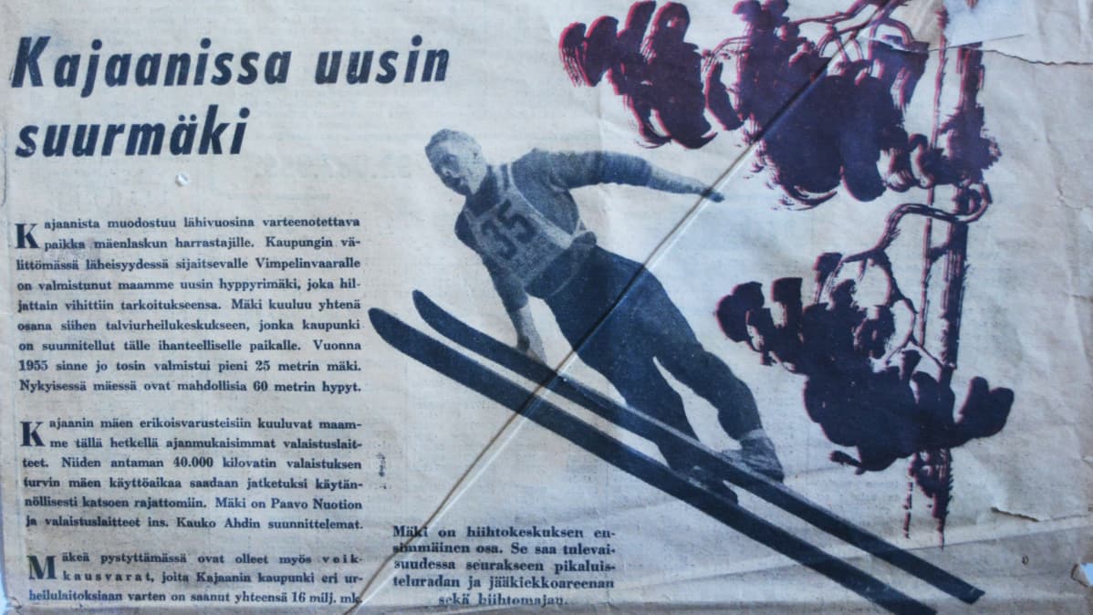 Veikkauksen vanha juttu Kajaanin mäkitornista.