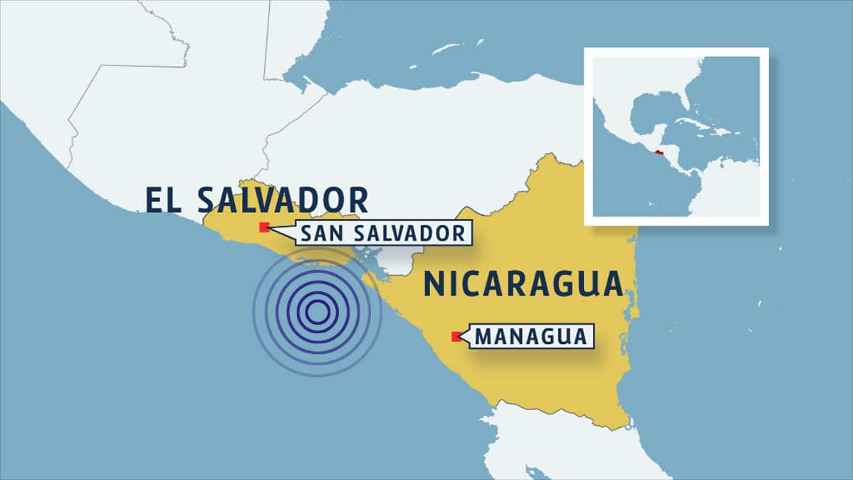 Kartta jossa El Salvador ja Nicaragua