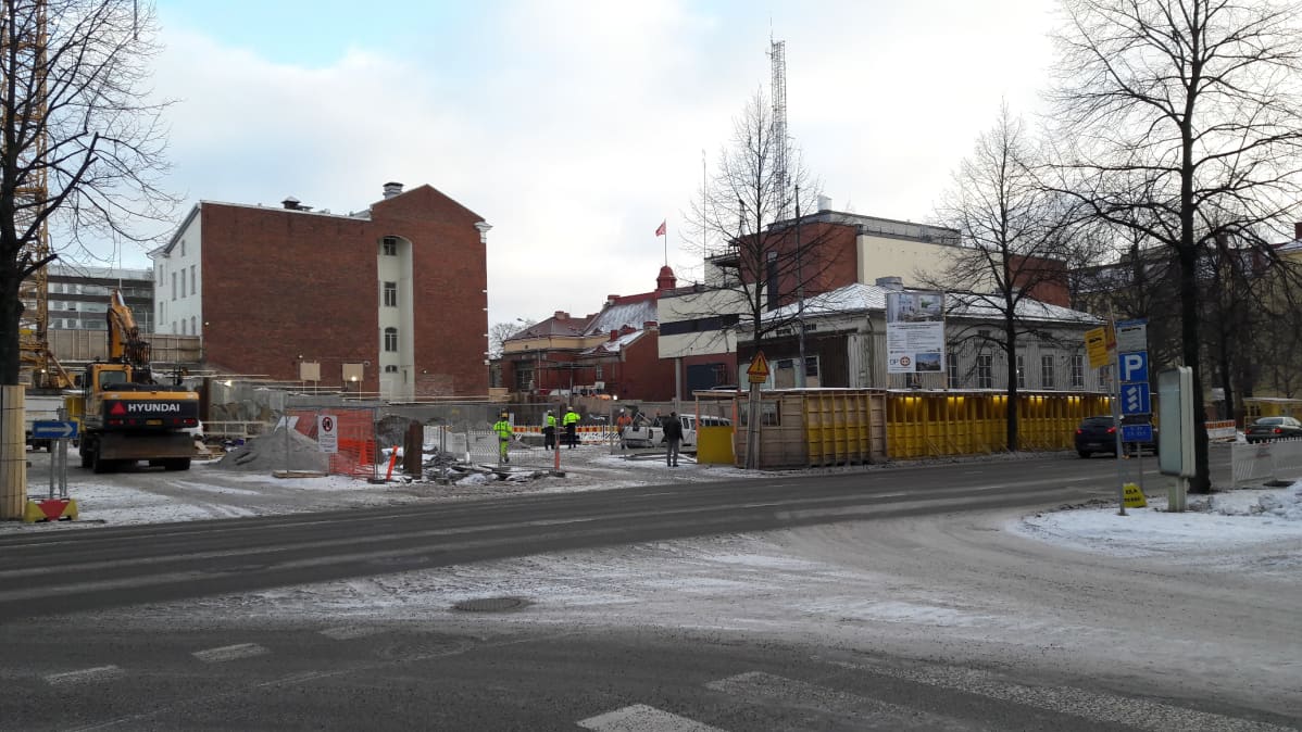 Rakennustyömaa Turun Puistokadulla