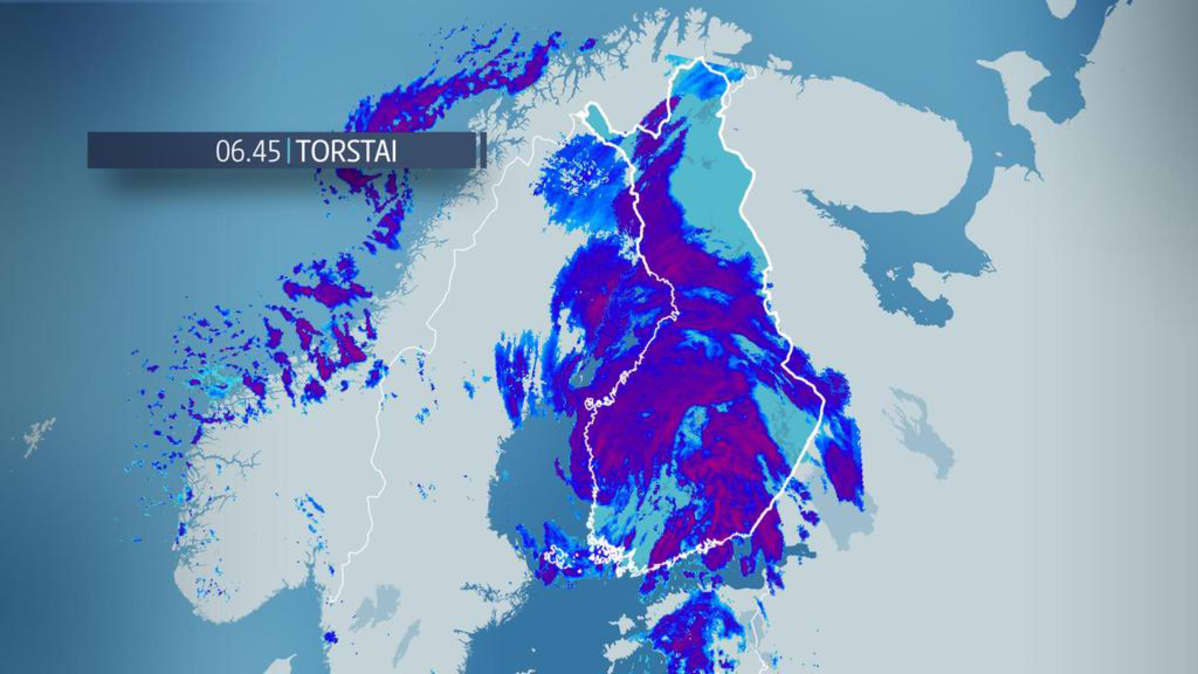 Suomen yllä on runsaasti sadealueita torstaina.