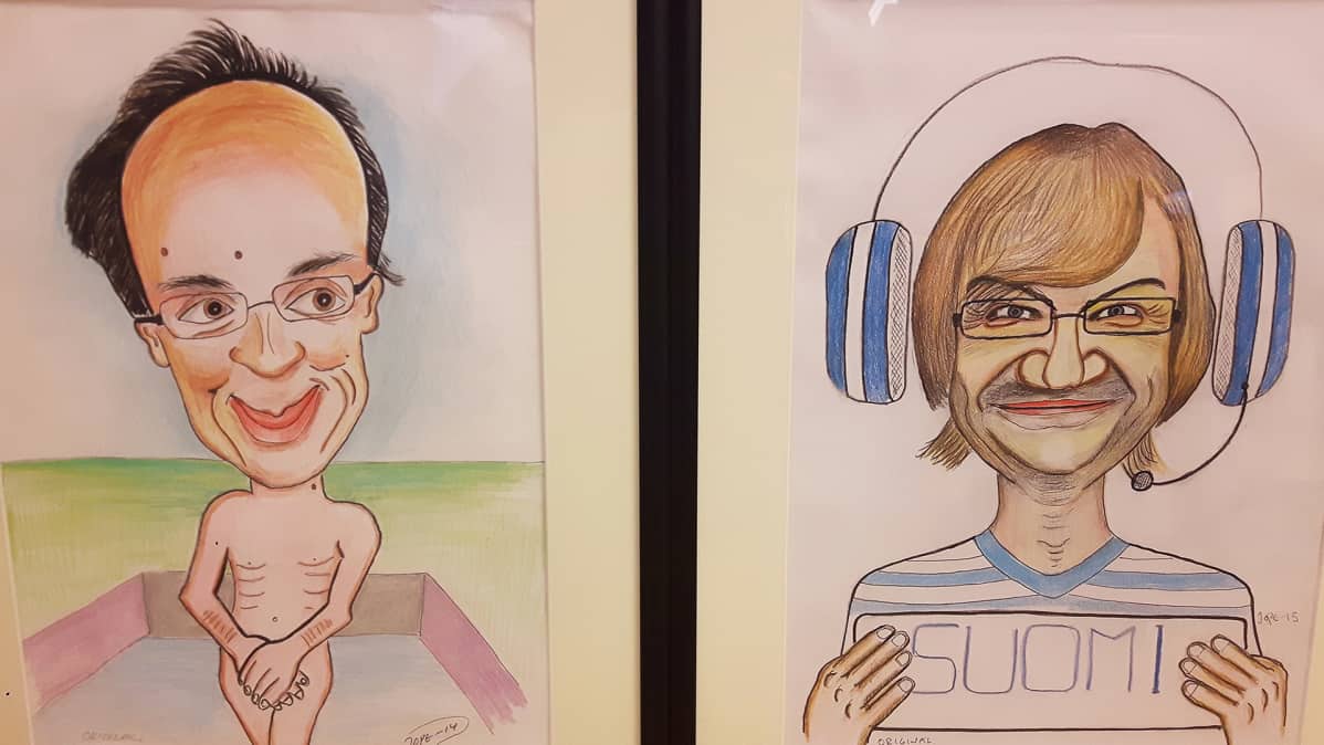 Jope Ruonansuun piirtämiä karikatyyreja.