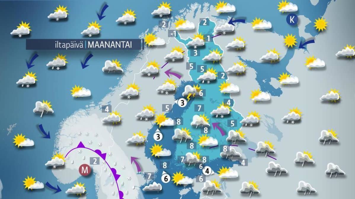 maanantain sääkartta