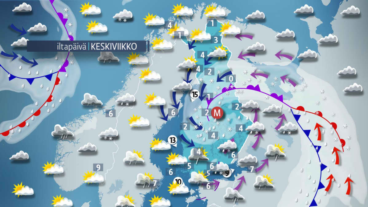 Päivän sääkartta keskiviikolle 26. huhtikuuta.