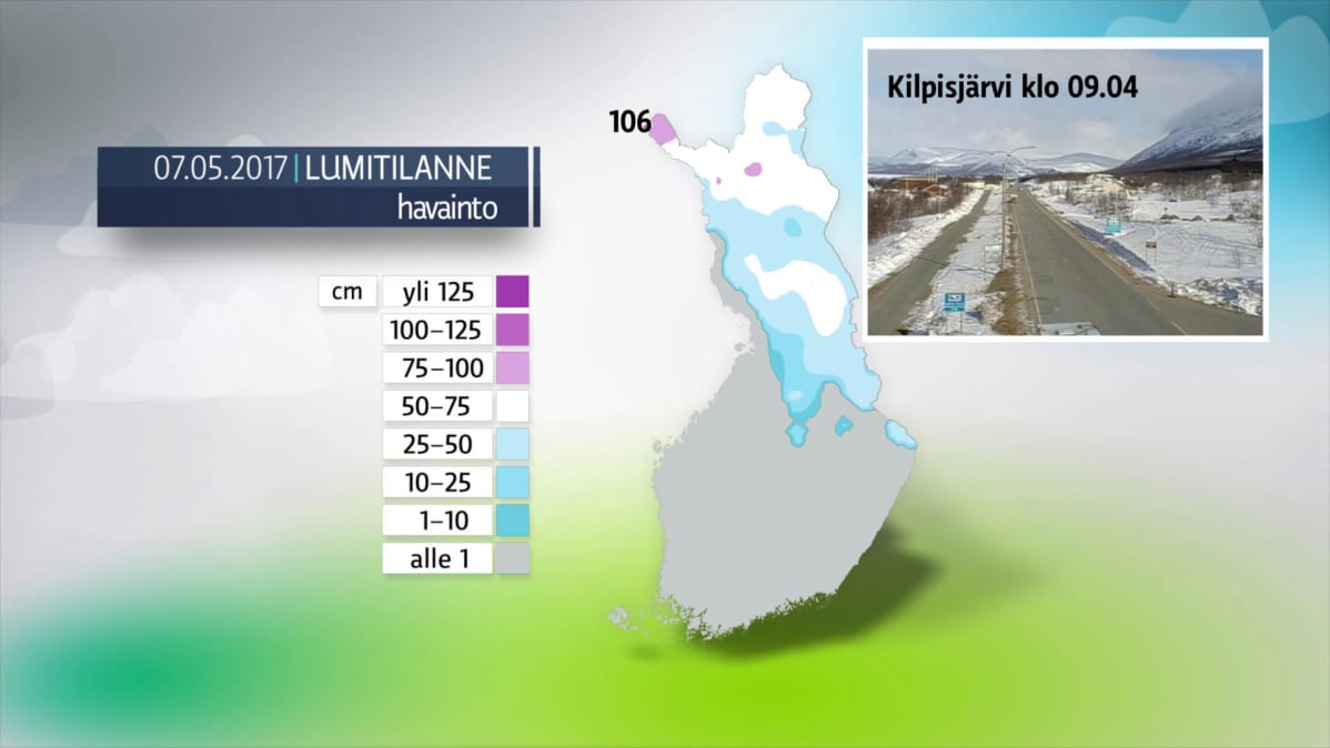 Grafiikka lumitilanteesta.