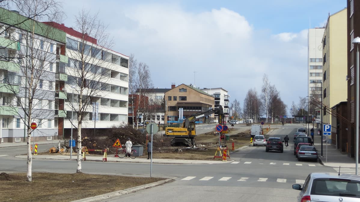 Kemin Meripuistokadun puisto-osan puita kaadetaan.