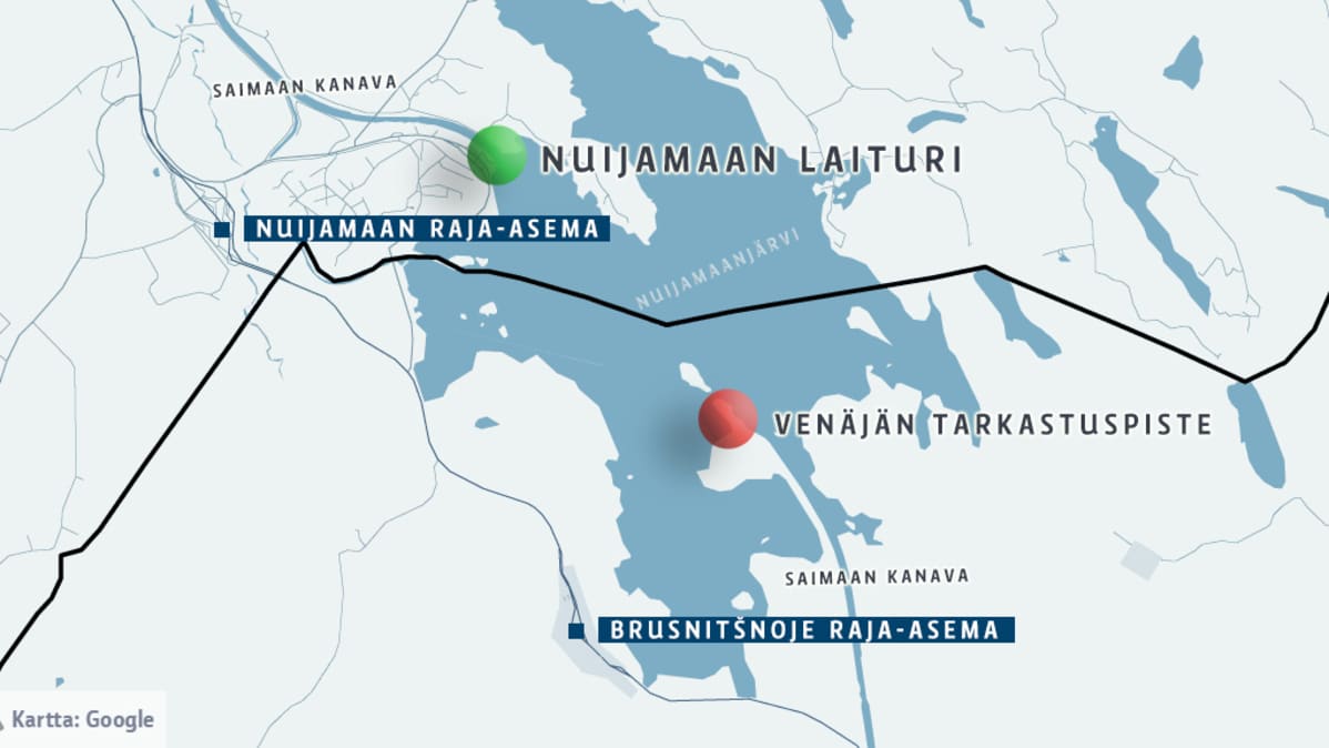 Alusliikenteen tarkastusasemat Nuijamaanjärvellä.