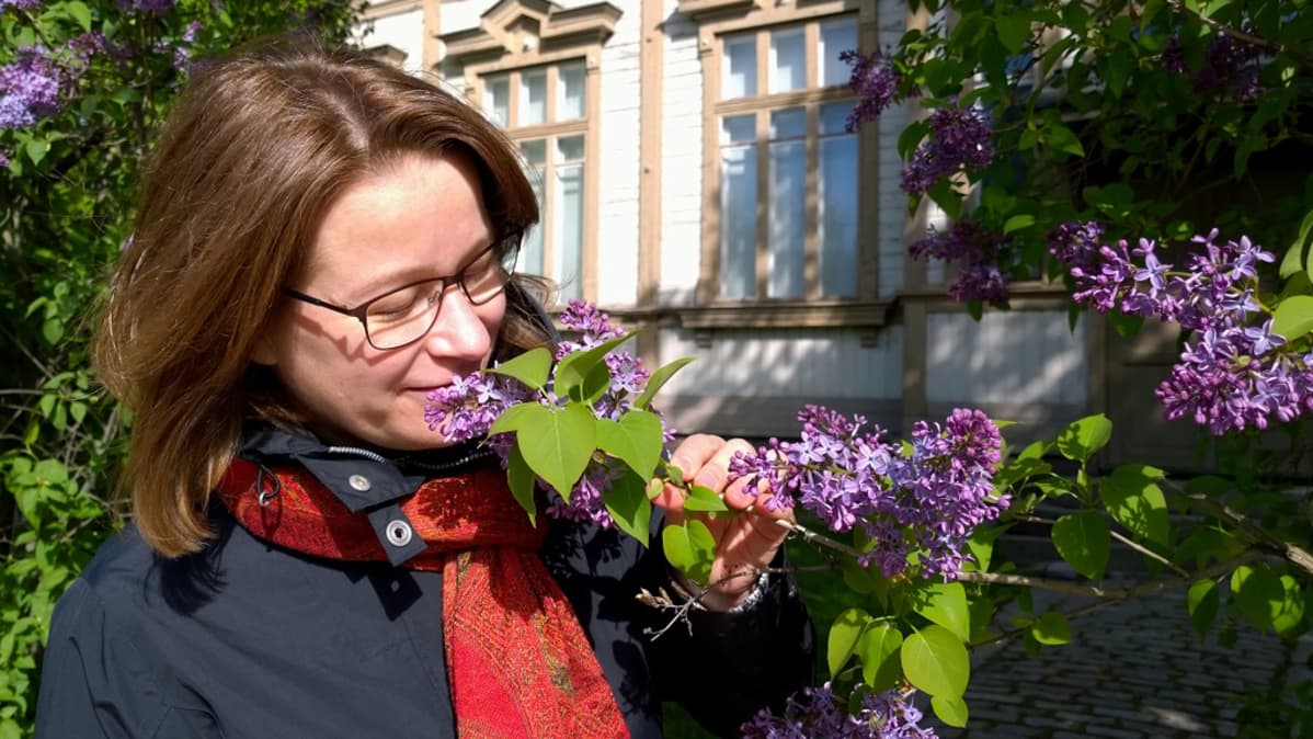 Saijaliisa Kangasjärvi pysähtyi nuuhkimaan syreenien tuoksua. Tuoksu on useimmiten kasvien houkutin – muttei aina.