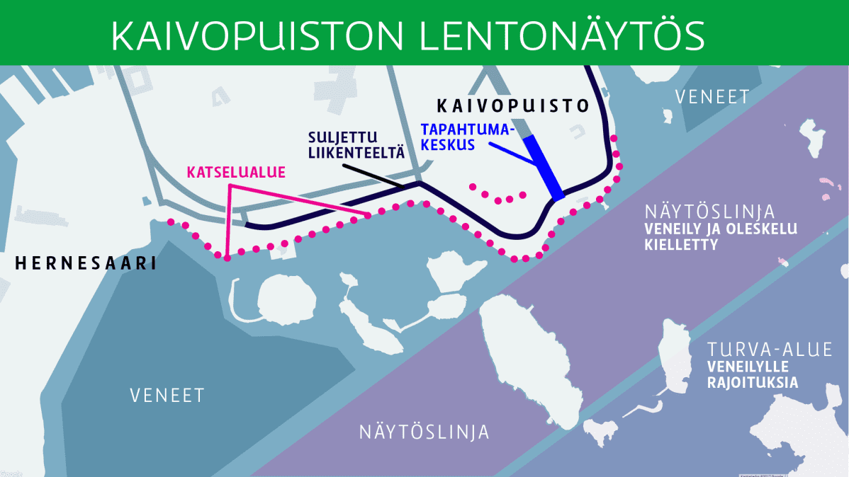 Kaivopuiston lentonäytös -kartta