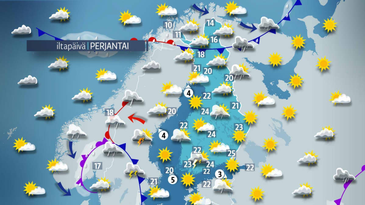 perjantain sääkartta