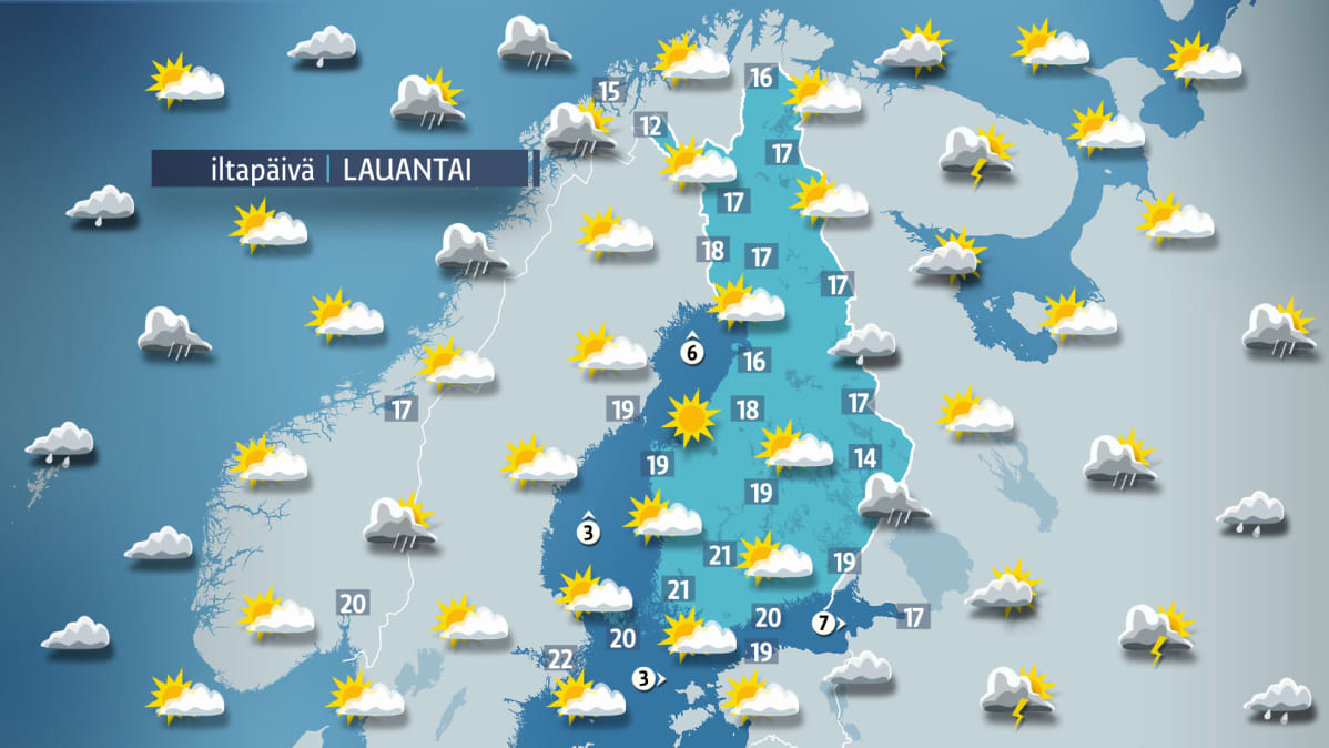 lauantain sääkartta