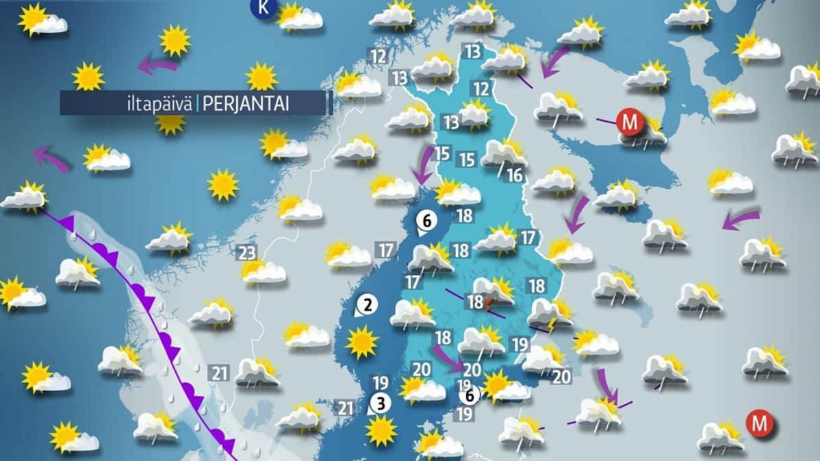 sääkartta, perjantai, sää