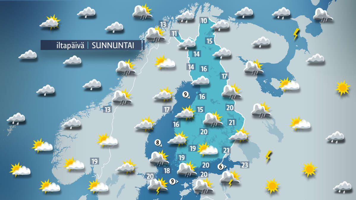 sunnuntain sääkartta