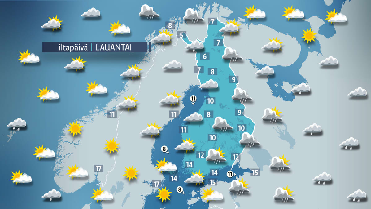 lauantain sääkartta
