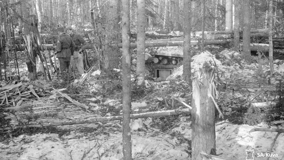 Suomalainen korsu Kuhmon Löytövaarassa talvisodan loppuhetkillä vuonna 1940.