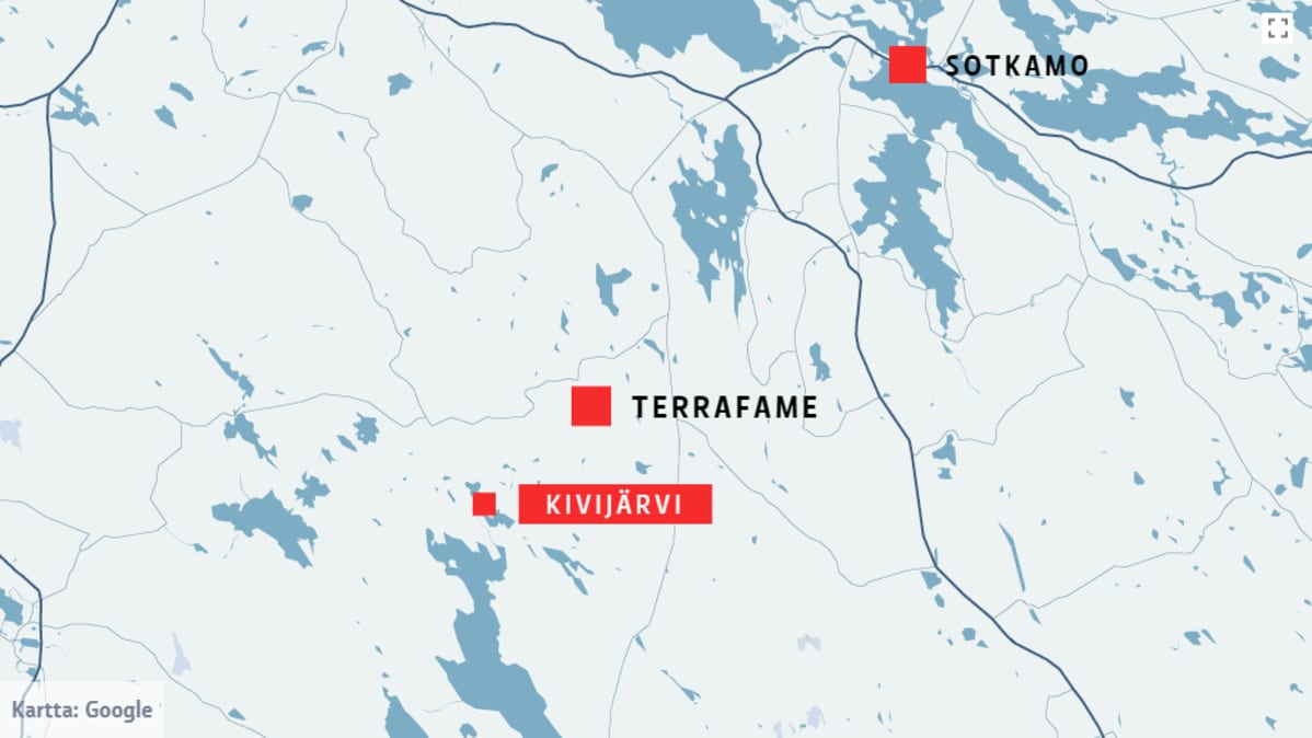 Karttakuva Terrafamesta ja Kivijärvestä.